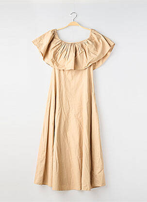 Robe mi-longue manches courtes manches courtes beige H&M femme