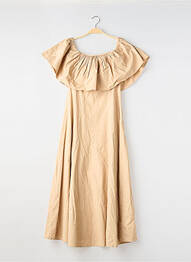 Robe mi-longue manches courtes manches courtes beige H&M femme