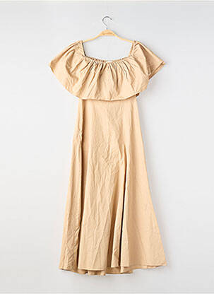 Robe mi-longue manches courtes manches courtes beige H&M femme