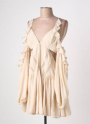 Robe courte fermeture zippée au dos manches longues beige ASOS femme