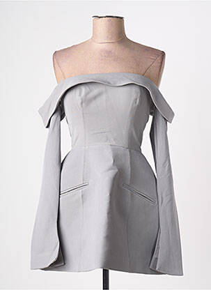 Robe courte fermeture zippée au dos manches longues gris OH POLLY femme