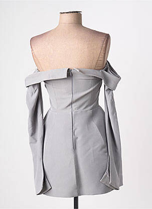 Robe courte fermeture zippée au dos manches longues gris OH POLLY femme