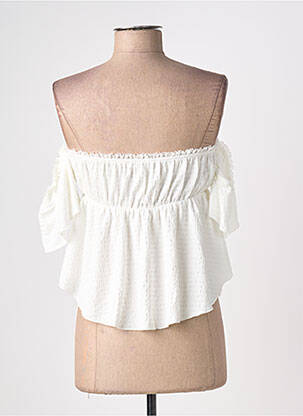 Top tissage crêpe manches courtes blanc GINA TRICOT femme