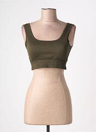 Top col carré sans manche vert SANS MARQUE femme