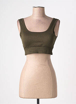 Top col carré sans manche vert SANS MARQUE femme