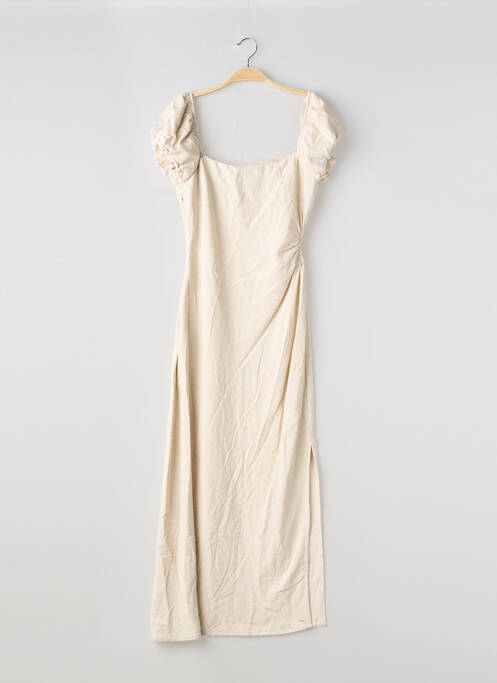 Robe longue manches courtes manches courtes beige STRADIVARIUS femme