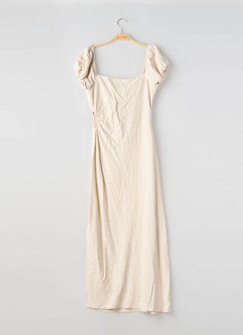 Robe longue manches courtes manches courtes beige STRADIVARIUS femme