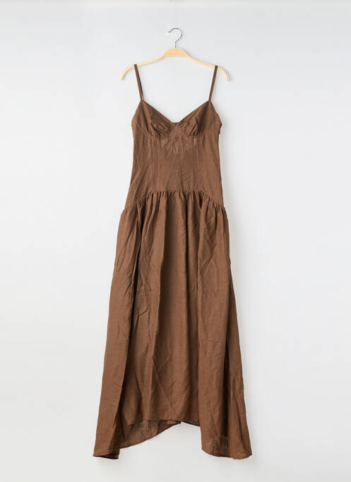 Robe longue coupe évasée sans manche marron LOUNGE femme