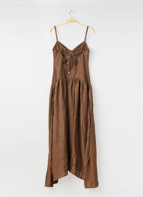 Robe longue coupe évasée sans manche marron LOUNGE femme