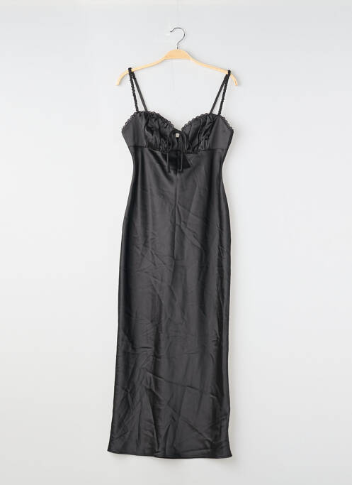 Robe longue manches bretelles ajustables fines bretelles noir GINA TRICOT femme