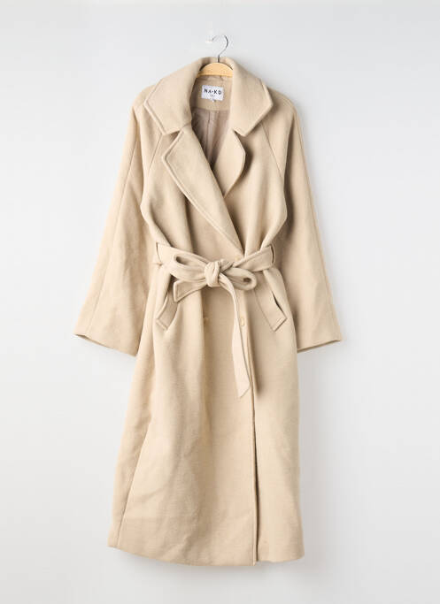 Manteau long coupe cintrée sans capuche beige NA-KD femme