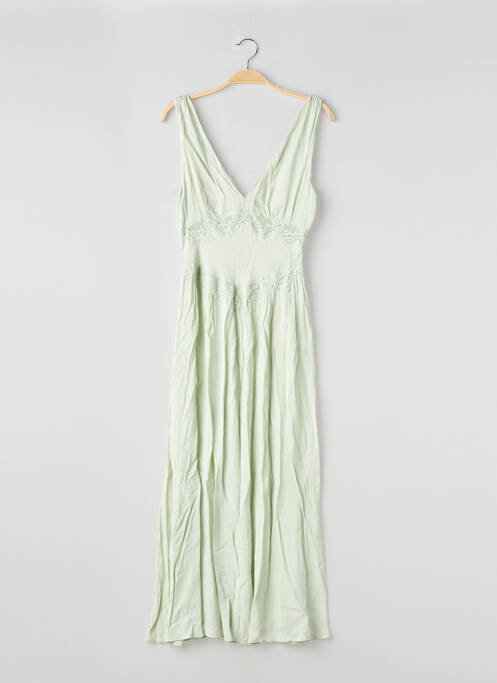 Robe longue tissage crêpe sans manche vert MANGO femme