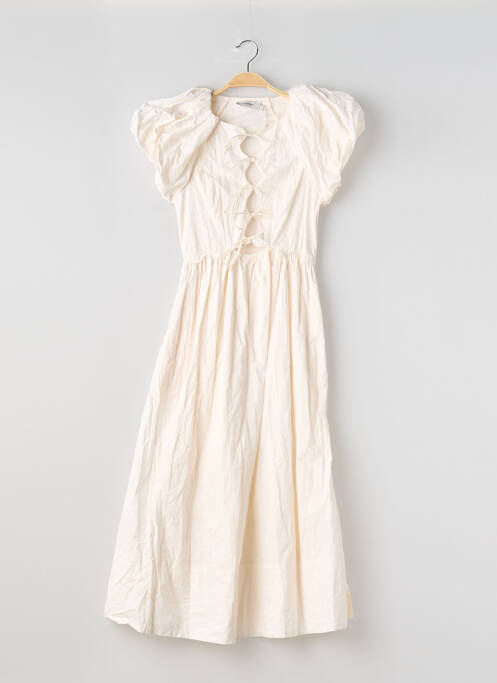 Robe mi-longue manches courtes manches courtes beige LOVAAN femme