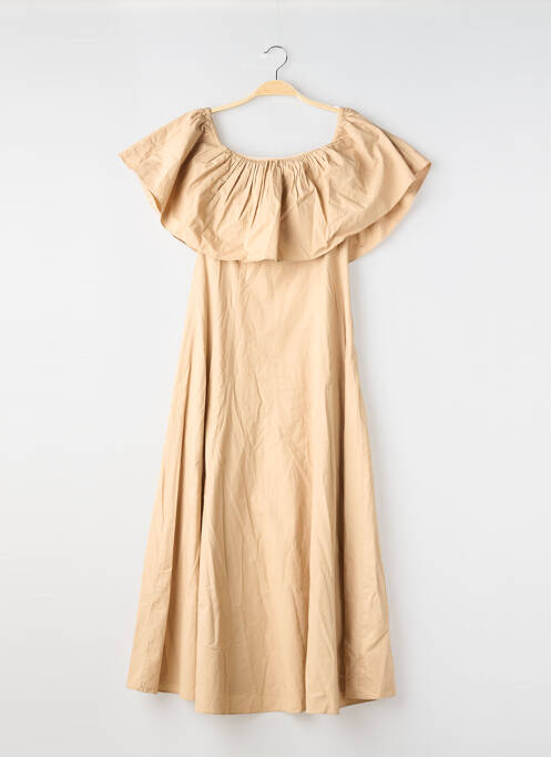 Robe mi-longue manches courtes manches courtes beige H&M femme
