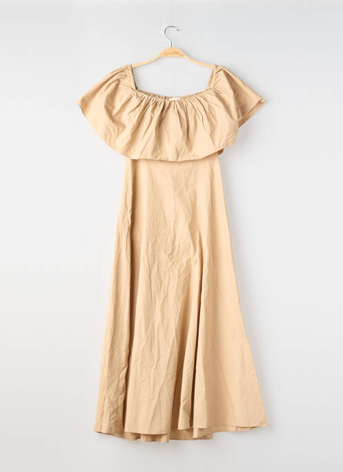 Robe mi-longue manches courtes manches courtes beige H&M femme