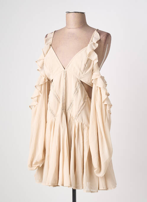 Robe courte fermeture zippée au dos manches longues beige ASOS femme