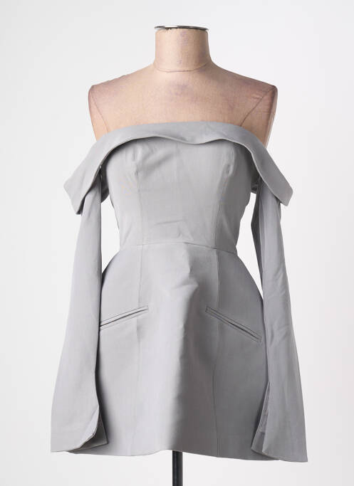 Robe courte fermeture zippée au dos manches longues gris OH POLLY femme