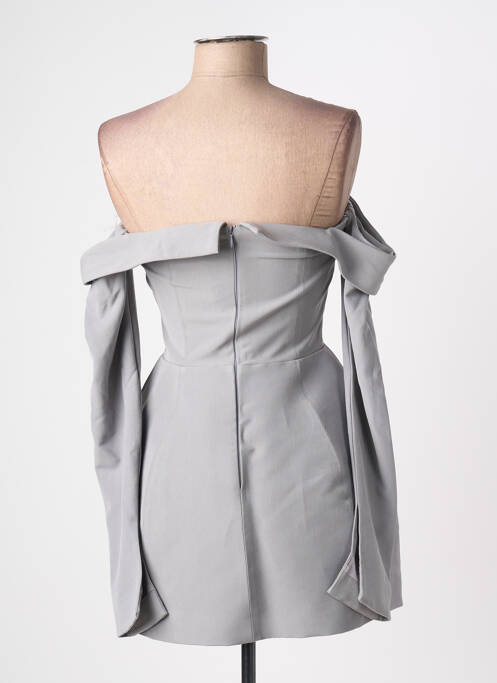 Robe courte fermeture zippée au dos manches longues gris OH POLLY femme