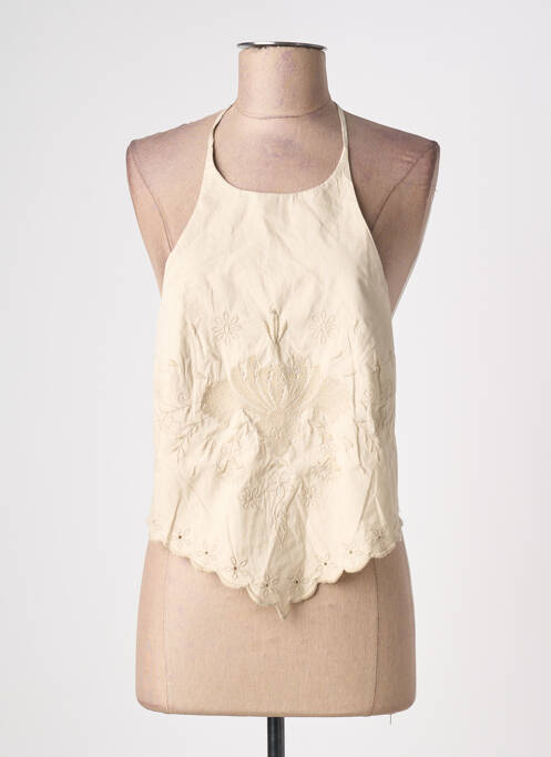 Top coupe cintrée sans manche vert ZARA femme