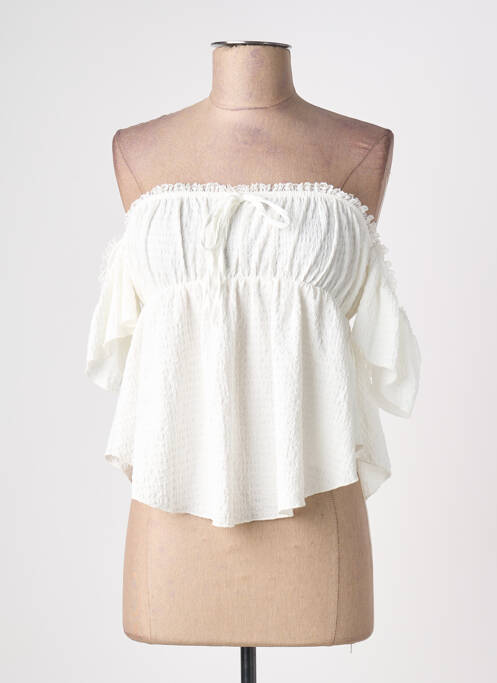 Top stretch manches courtes blanc GINA TRICOT femme
