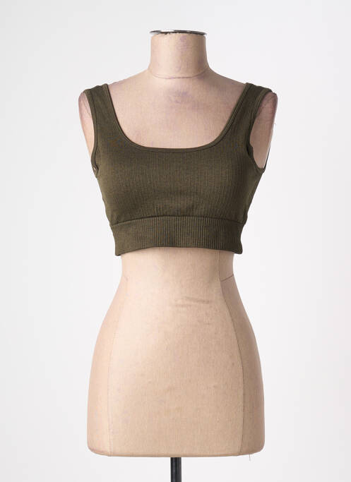 Top col carré sans manche vert SANS MARQUE femme