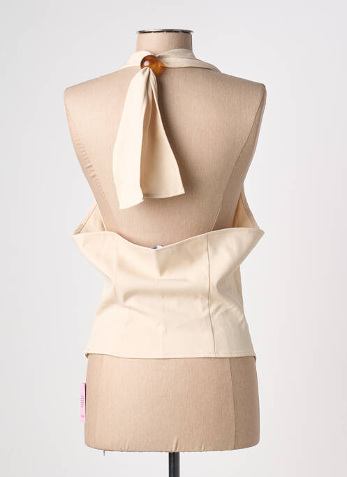 Top coupe cintrée sans manche beige PRETTY LITTLE THING femme