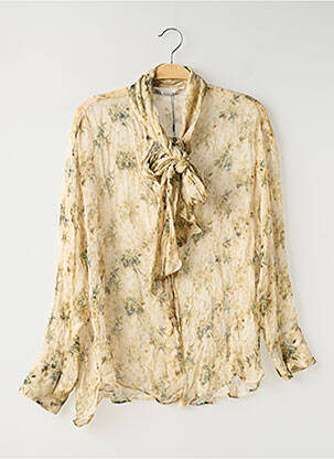 Chemisier tissage crêpe manches longues beige ZARA femme