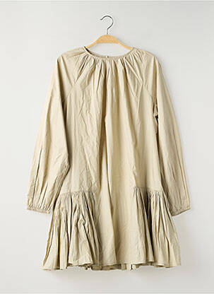 Robe mi-longue manches longues manches longues beige CAMAIEU femme