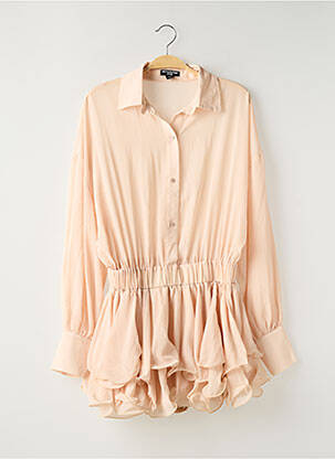 Combishort tissage crêpe manches longues beige PRETTY LITTLE THING femme