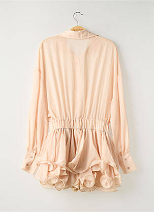 Combishort tissage crêpe manches longues beige PRETTY LITTLE THING femme