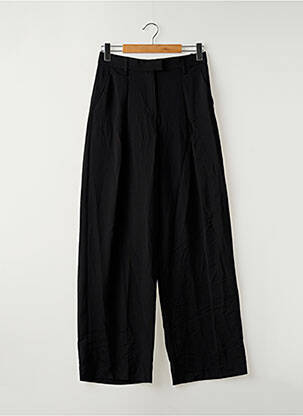 Pantalon large tissage popeline taille normale noir MANGO femme