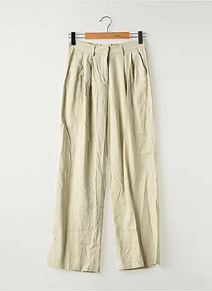 Pantalon large tissage popeline taille normale vert CAMAIEU femme