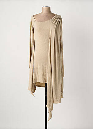 Robe pull coupe cintrée manches longues beige ANCOSTI femme