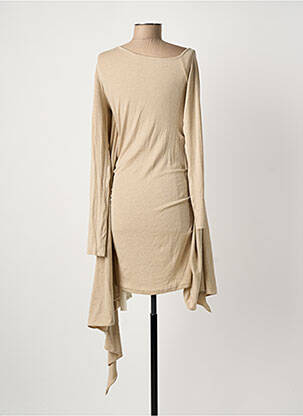 Robe pull coupe cintrée manches longues beige ANCOSTI femme