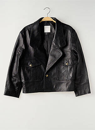 Veste en cuir noir SANDRO femme