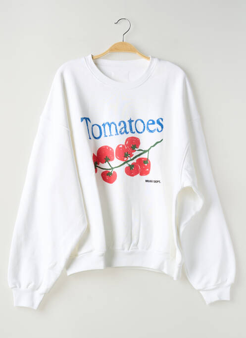 Sweat-shirt sérigraphie floquée manches longues blanc MUGO DEPARTMENT femme