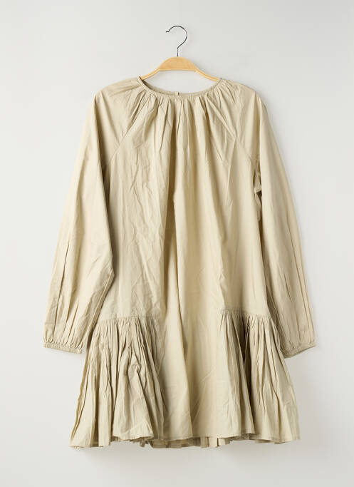 Robe mi-longue manches longues manches longues beige CAMAIEU femme