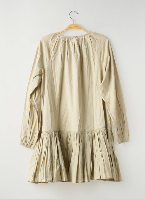 Robe mi-longue manches longues manches longues beige CAMAIEU femme