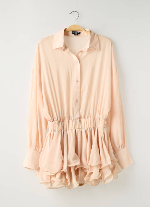Combishort col chemisier manches longues beige PRETTY LITTLE THING femme