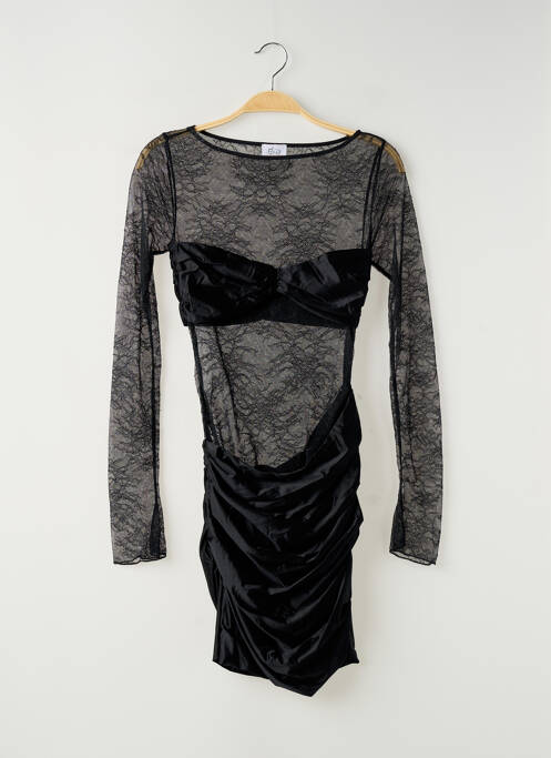 Robe courte manches longues manches longues noir OH POLLY femme