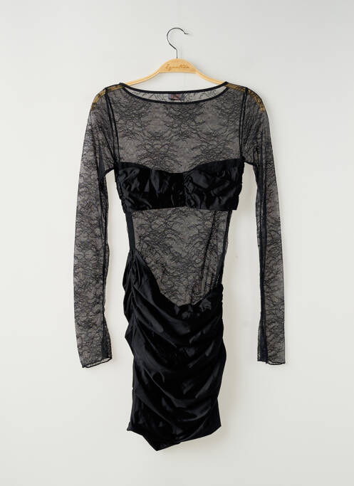 Robe courte manches longues manches longues noir OH POLLY femme