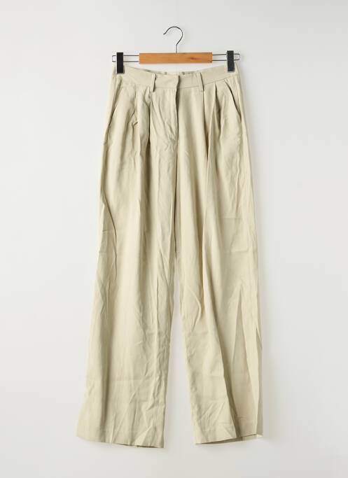 Pantalon large tissage popeline taille normale vert CAMAIEU femme