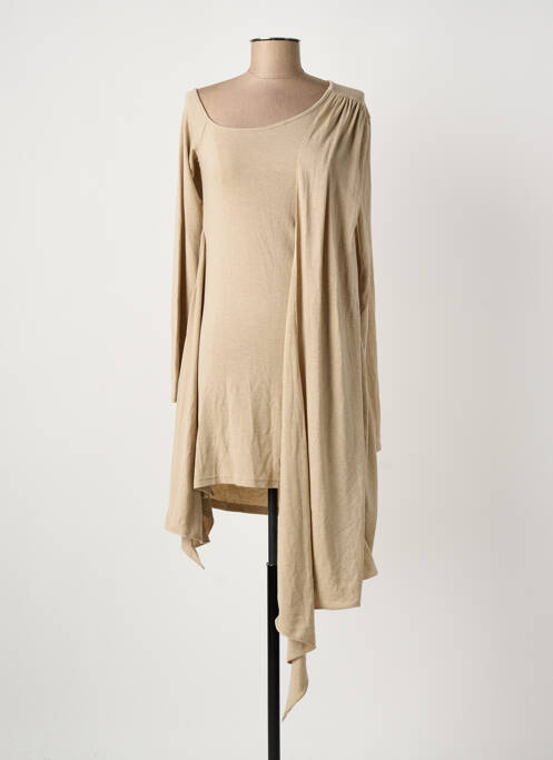 Robe pull coupe cintrée manches longues beige ANCOSTI femme
