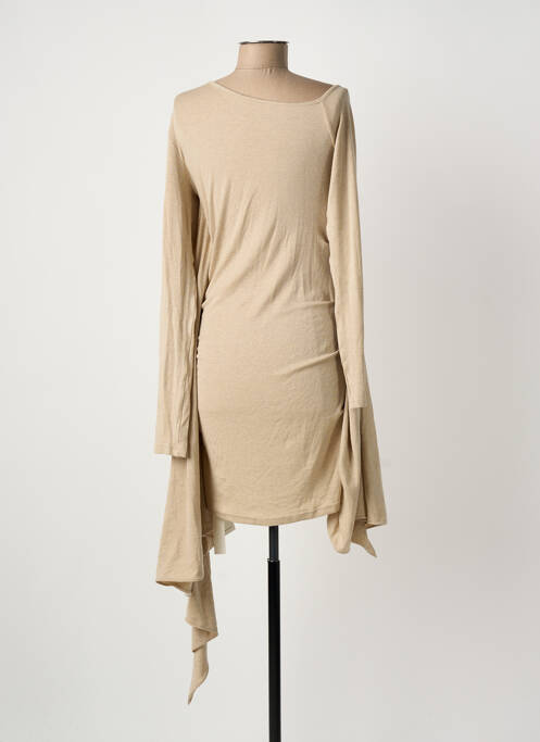 Robe pull coupe cintrée manches longues beige ANCOSTI femme