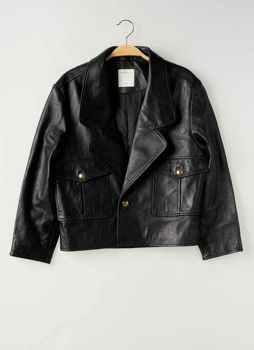 Veste en cuir noir SANDRO femme