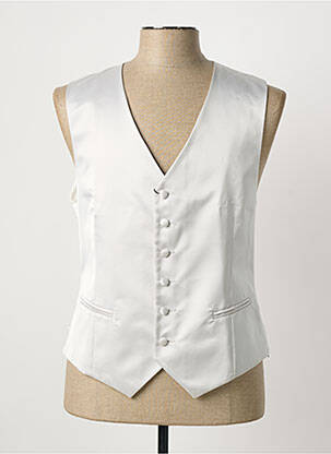 Gilet sans manche effet matière satinée blanc GREGE CREATION homme