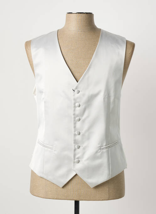 Gilet sans manche effet matière satinée blanc GREGE CREATION homme