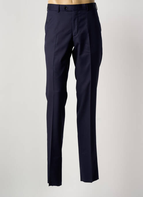 Pantalon droit taille à pinces taille normale bleu SCABAL homme