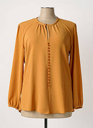 Blouse col rond manches longues jaune FEMMES JE VOUS AIME femme