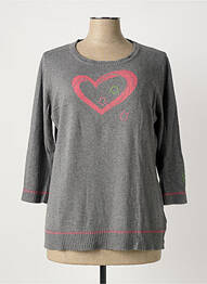 Pull tissage chiné manches 3/4 gris CHRISTA PROBST femme